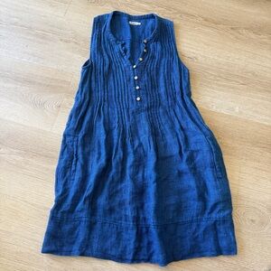 Faherty Isha Sleeveless Linen Dress Indigo